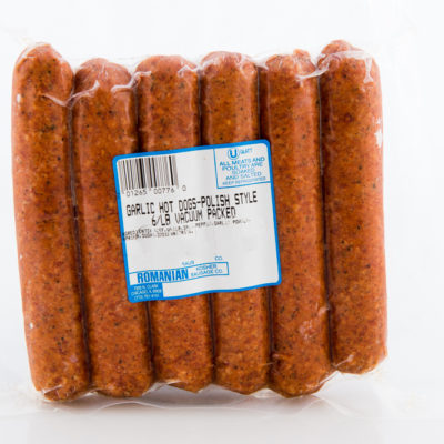 Romanian Style All Beef Kosher Hot Dogs (6 pack-2.7oz ea) (1lb)